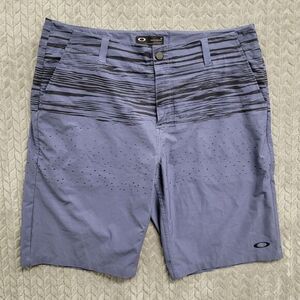 Oakley Blue Athletic Golf‎ Shorts Mens Size 36 Quick Dry Beach Stripes Geometric